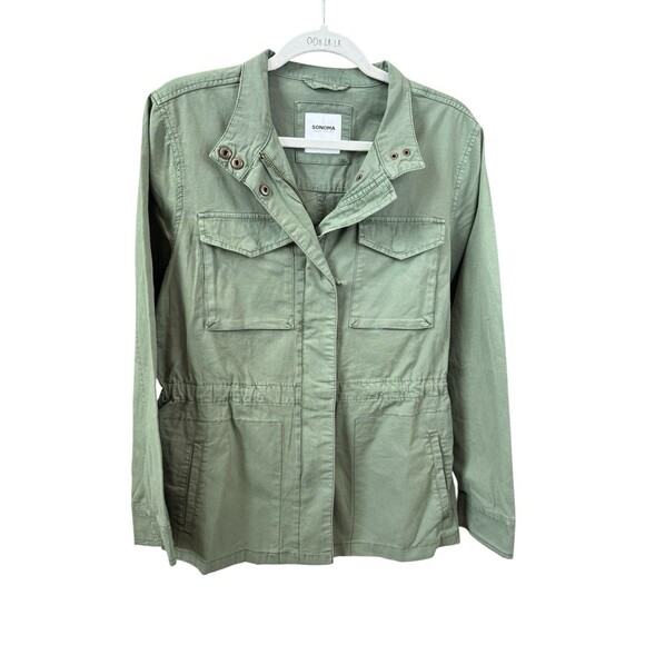 Women's Sonoma Goods For Life Jacket Size M Green Patch Pocket Utility NWT - Picture 5 of 14